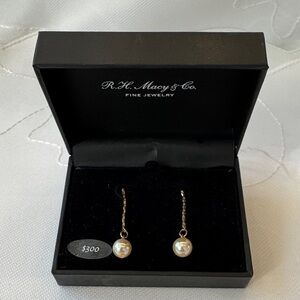 10k Gold and Pearl Drop Earrings